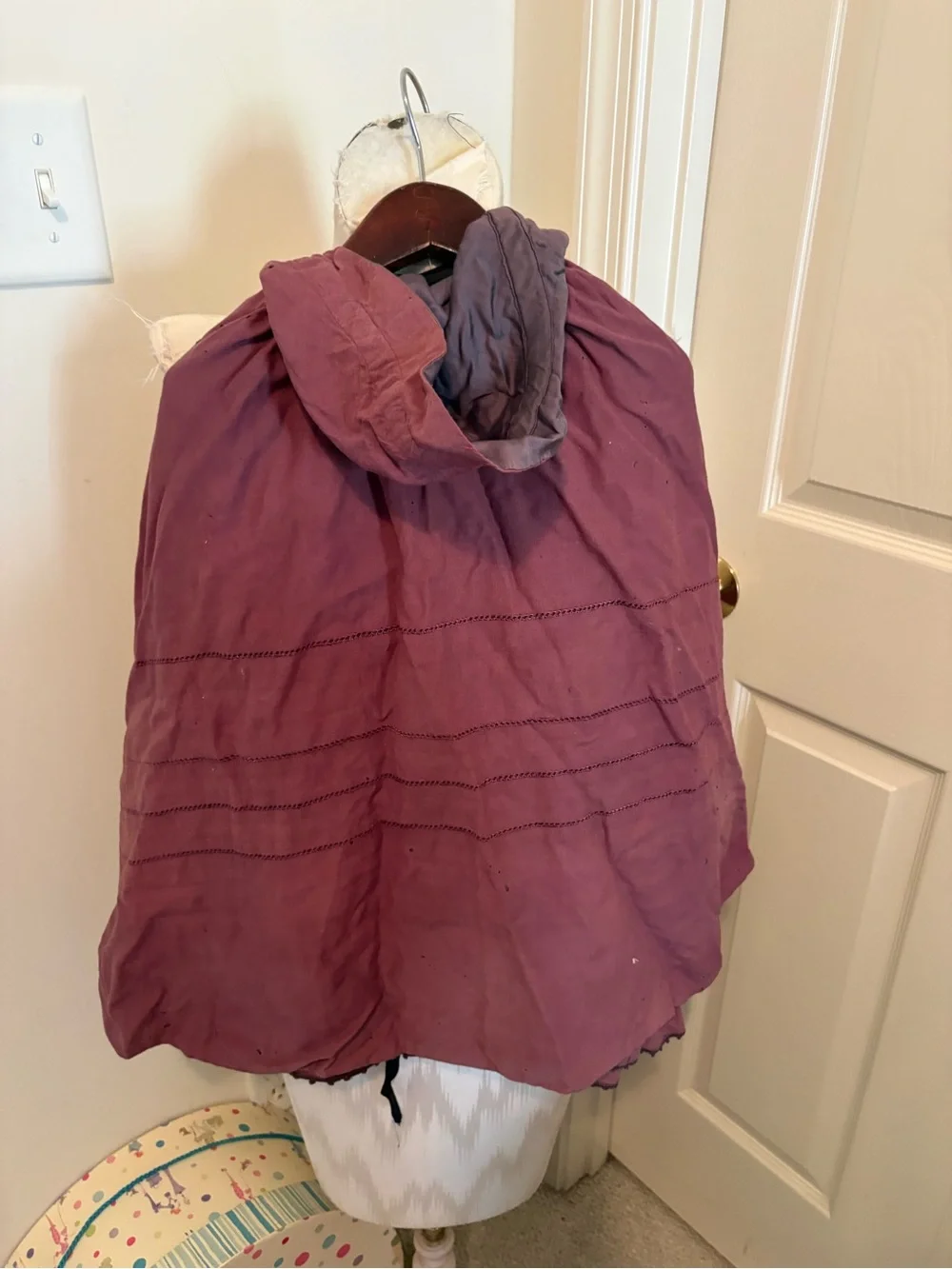 2pc. Vintage dress/Ribbon Tie  cape in Dusty Rose 2/3 *** vintage unbranded